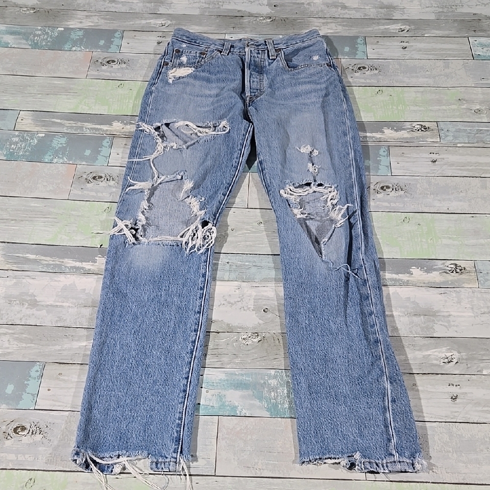 Levis 501 High Rise Button Fly Jeans Sz 24 X 30